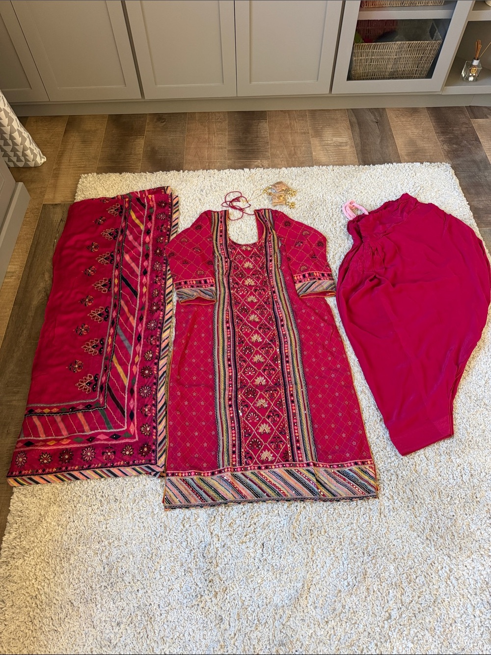 Women's Pink Embroidered Casual Salwar Kameez Set